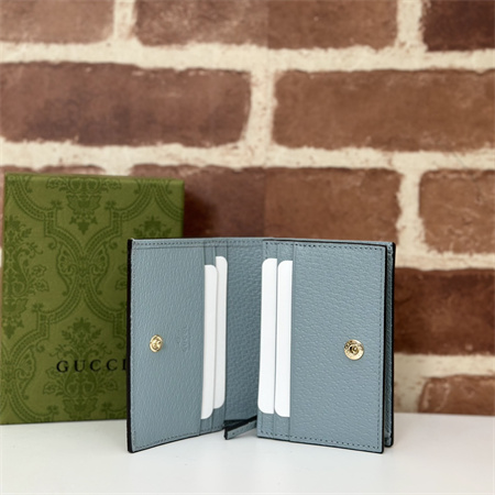 Gu.cci Ophidia GG Card Case Wallet Supreme Canvas Dusty Blue 523155