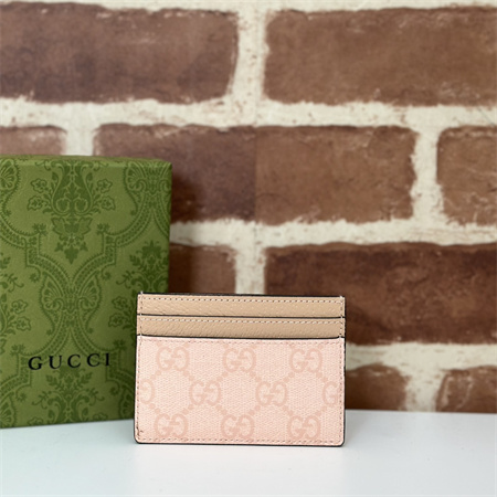 Gu.cci Ophidia GG Card Case Supreme Canvas Dusty Pink 523159