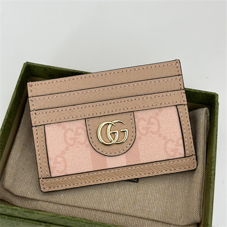 Gu.cci Ophidia GG Card Case Supreme Canvas Dusty Pink 523159
