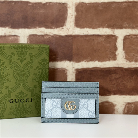 Gu.cci Ophidia GG Card Case Supreme Canvas Dusty Blue 523159