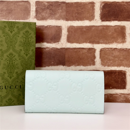 Gu.cci GG CONTINENTAL WALLET Lt Green Leather 772791