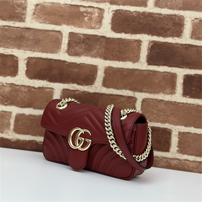 Gu.cci GG Marmont  Small  Shoulder Bag Burgundy 446744
