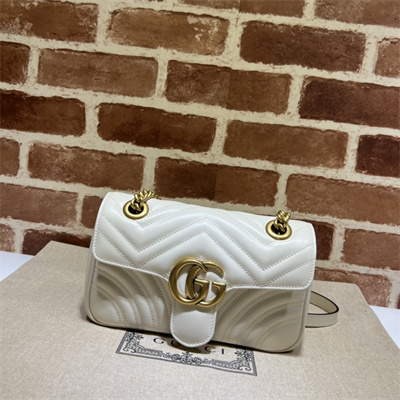 Gu.cci GG Marmont Small  Shoulder Bag White 446744