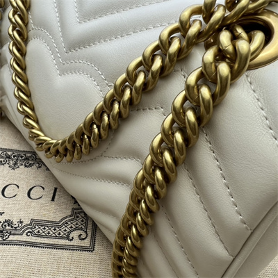 Gu.cci GG Marmont Small  Shoulder Bag White 446744