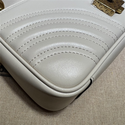 Gu.cci GG Marmont Small  Shoulder Bag White 446744