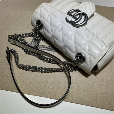 Gu.cci GG Marmont Small  Shoulder Bag White 446744
