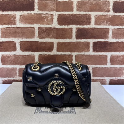 Gu.cci GG Marmont  Small  Shoulder Bag Lambskin Black 446744