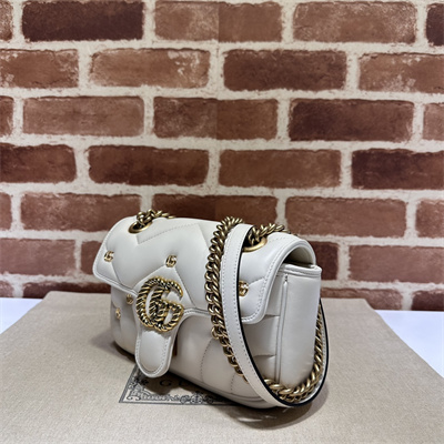 Gu.cci GG Marmont  Small  Shoulder Bag Lambskin White 446744