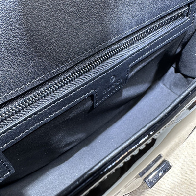 Gu.cci GG Marmont Medium Shoulder Bag Black Patent 443497