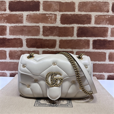 Gu.cci GG Marmont Medium Shoulder Bag White 443497