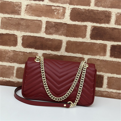Gu.cci GG Marmont Medium Shoulder Bag  Burgundy 443497