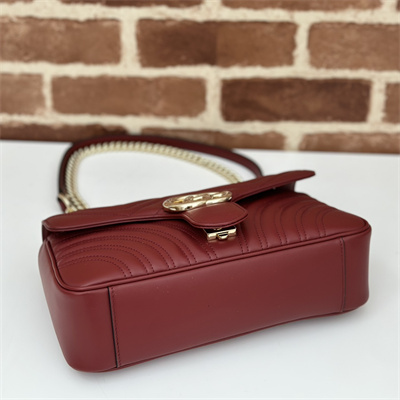 Gu.cci GG Marmont Medium Shoulder Bag  Burgundy 443497