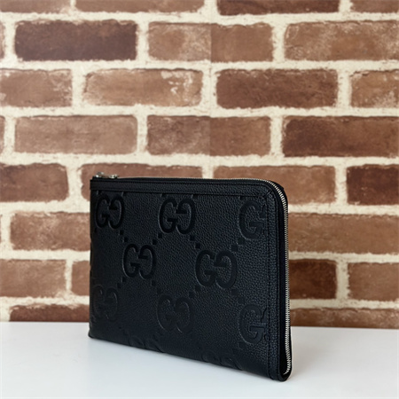 Gu.cci JUMBO GG SMALL TRAVEL DOCUMENT CASE Black Leather 794085