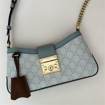 Gu.cci Padlock Small Shoulder Bag GG Supreme canvas Dusty Blue 811705