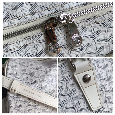 Goyard Boston 45 Bag In Goyardine Canvas & Cervon Calfskin