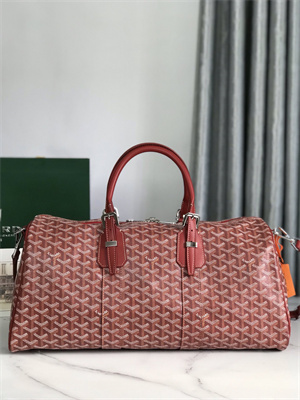 Goyard Boston 45 Bag In Goyardine Canvas & Cervon Calfskin