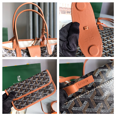 Goyard Saint Louis PM Bag In Goyardine Canvas & Chevroches Calfskin