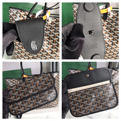Goyard Saint Louis PM Bag In Goyardine Canvas & Chevroches Calfskin
