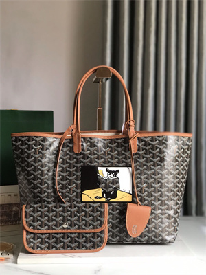 Goyard Saint Louis PM Bag In Goyardine Canvas & Chevroches Calfskin
