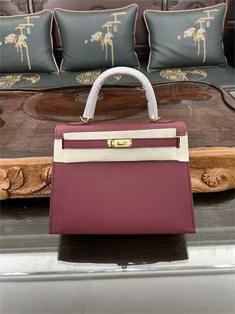 Kelly Sellier Bag Epsom Leather 25/28CM Gold/Silver Hardware In Bordeaux Color