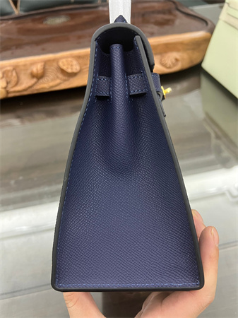 Kelly Sellier Bag Epsom Leather 25/28CM Gold/Silver Hardware In Deep Blue Color