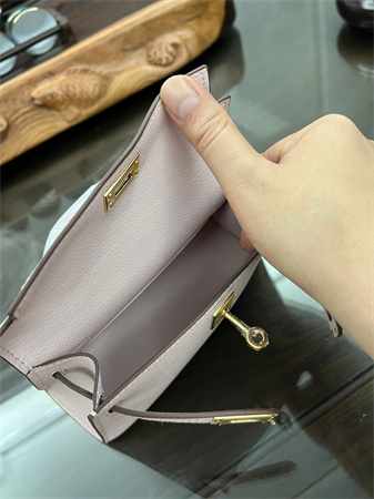 Kelly Mini II Bag Epsom Leather Gold/Silver hardware In Mauve Pale Color