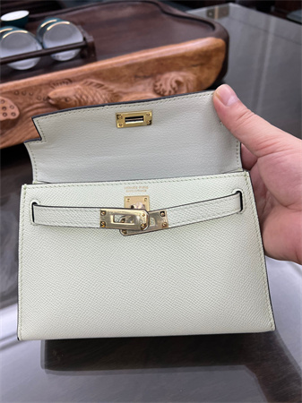 Kelly Mini II Bag Epsom Leather Gold/Silver hardware In Vert Fizz Color