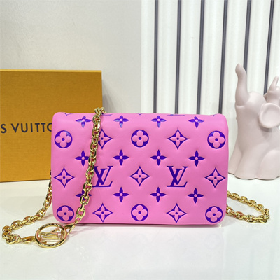 L.V Coussin Pochette Monogram Embossed Lambskin Hot Pink M80745