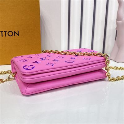 L.V Coussin Pochette Monogram Embossed Lambskin Hot Pink M80745