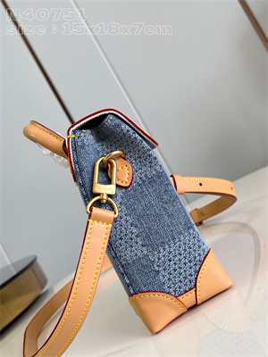 L.V Nano Steamer Damier Denim 3D cotton canvas Blue N40751