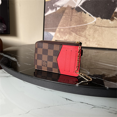 LV Card Holder Recto Verso Damier Ebene Canvas Red N60405