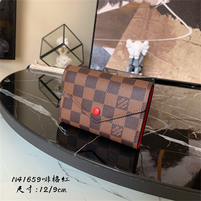 L.V Victorine Wallet Damier Ebene Inside Red N41659