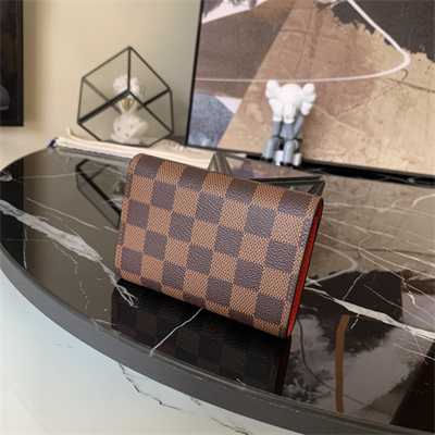 L.V Victorine Wallet Damier Ebene Inside Red N41659