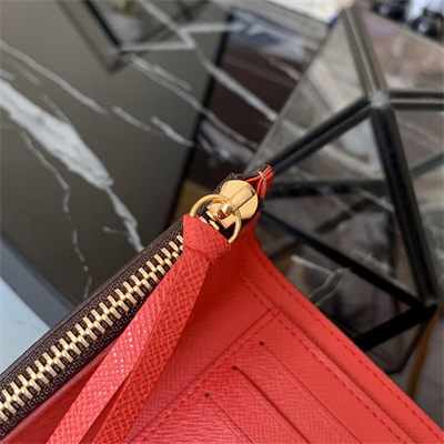 L.V Victorine Wallet Damier Ebene Inside Red N41659