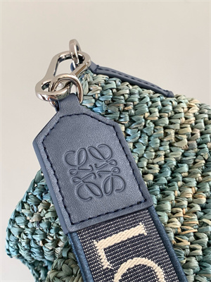 Loewe Mini Slit bag in raffia and calfskin