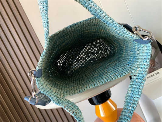 Loewe Mini Slit bag in raffia and calfskin