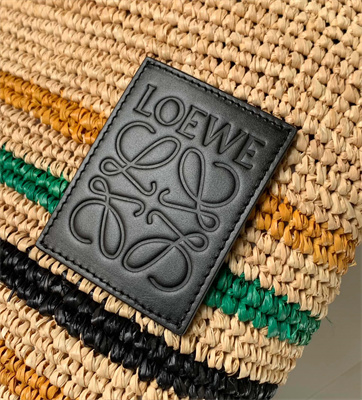 Loewe Mini Slit bag in raffia and calfskin