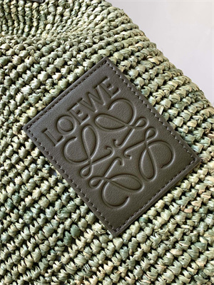 Loewe Mini Slit bag in raffia and calfskin