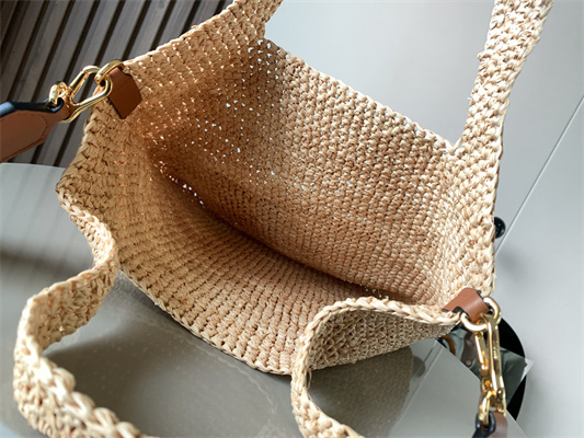 Loewe Mini Slit bag in raffia and calfskin