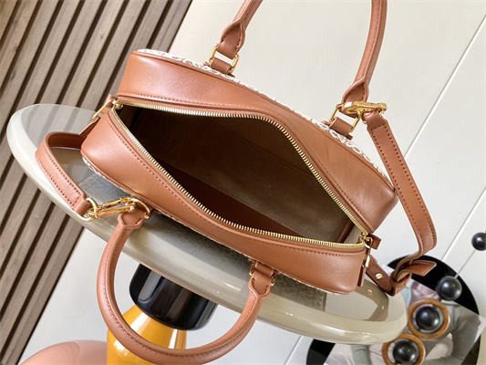 Loewe Amazona 23 Bag In Anagram Jacquard and Calfskin Brown