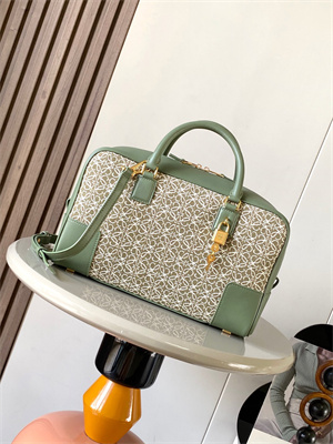 Loewe Amazona 28 Bag In Anagram Jacquard and Calfskin Green