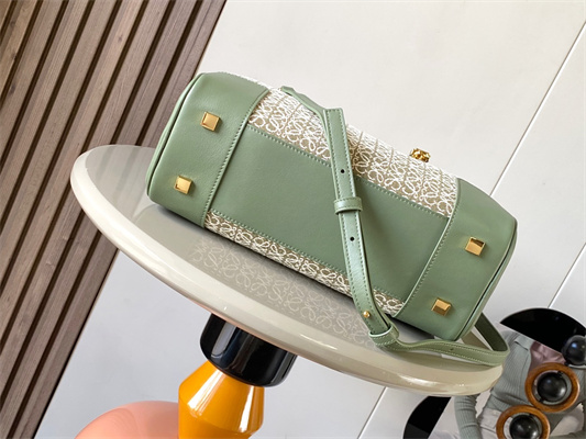 Loewe Amazona 28 Bag In Anagram Jacquard and Calfskin Green