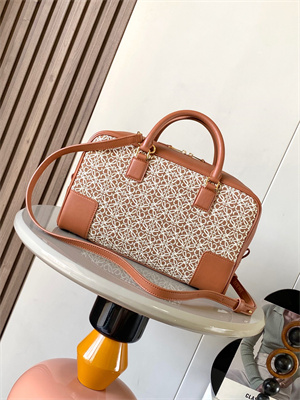 Loewe Amazona 28 Bag In Anagram Jacquard and Calfskin Brown