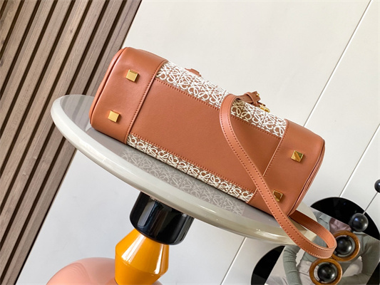 Loewe Amazona 28 Bag In Anagram Jacquard and Calfskin Brown