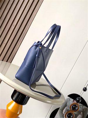 Loewe Mini Puzzle Fold Tote In Shinny Calfskin Anbyss Blue