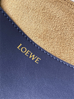 Loewe Medium Puzzle Fold Tote In Shinny Calfskin Anbyss Blue