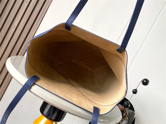 Loewe Medium Puzzle Fold Tote In Shinny Calfskin Anbyss Blue