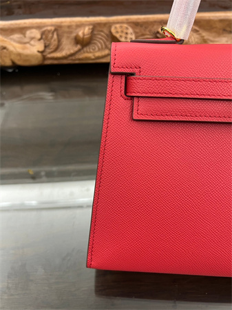 Kelly Sellier Bag Epsom Leather 25/28CM Gold/Silver Hardware In Red Color