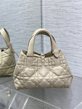 CD Small TOUJOURS BAG Macrocannage Calfskin Beige