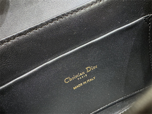 CD Medium 30 Montaigne Avenue Top Handle Bag Black Ribbed Calfskin